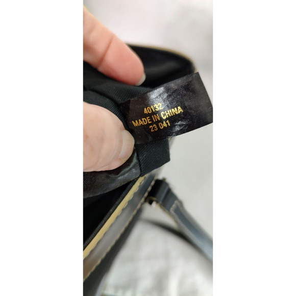 Etienne Aigner Shoulder Bag Purse Black Fabric White Stitch Trim #40132 Clean - Picture 8 of 15